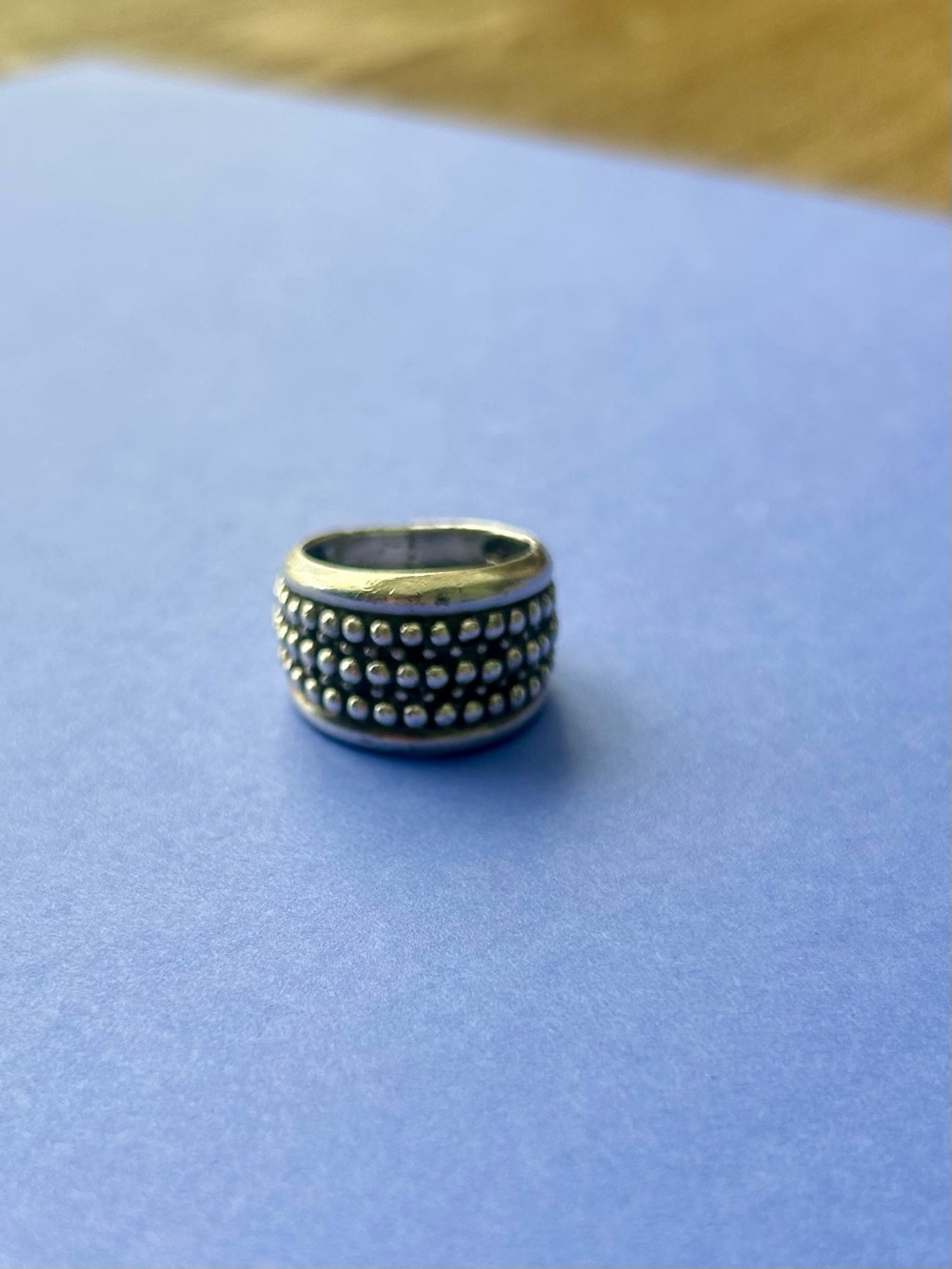 1980’s 3-Row Beaded Sterling Silver Ring Heavy Wide Cigar Band Size 7 Vintage! - Picture 2 of 14